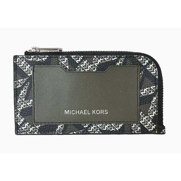 New Michael Kors Cooper L-zip wallet PVC with Leather Olive / Army Green multi - Picture 1 of 4